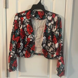 Edgy Floral Skull Women's Blazer